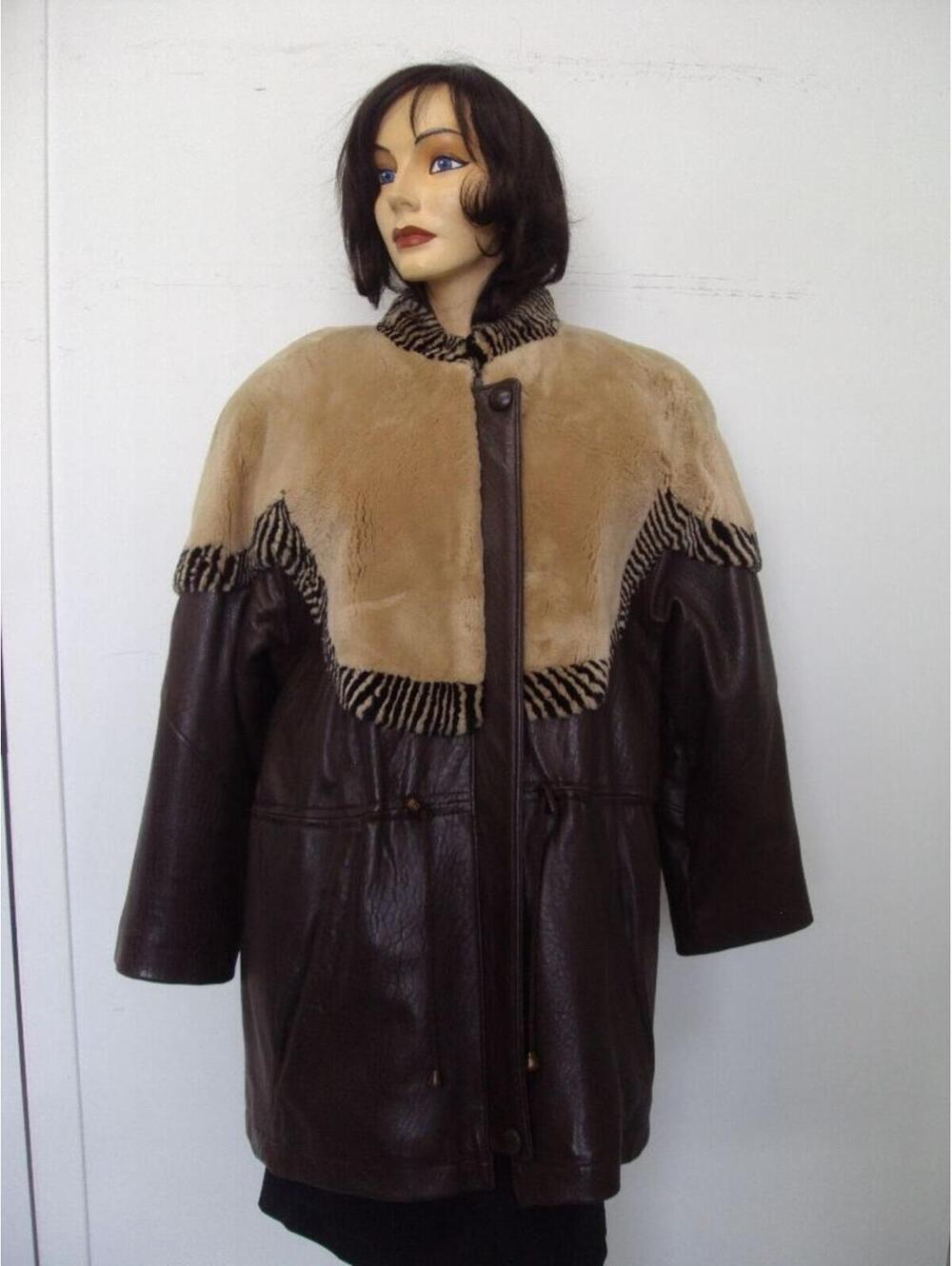 ~SHOWROOM NEW SHEARED BEAVER FUR & LEATHER JACKET COAT WOMEN WOMAN SIZE 6 SMALL